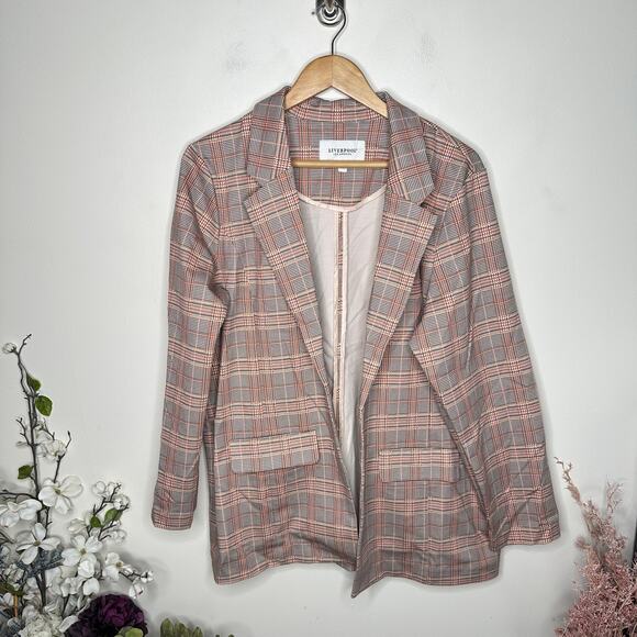 LIVERPOOL Glen Plaid Boyfriend Blazer Orange Brown Autumnal Sz XL {3Y2} - Picture 3 of 7